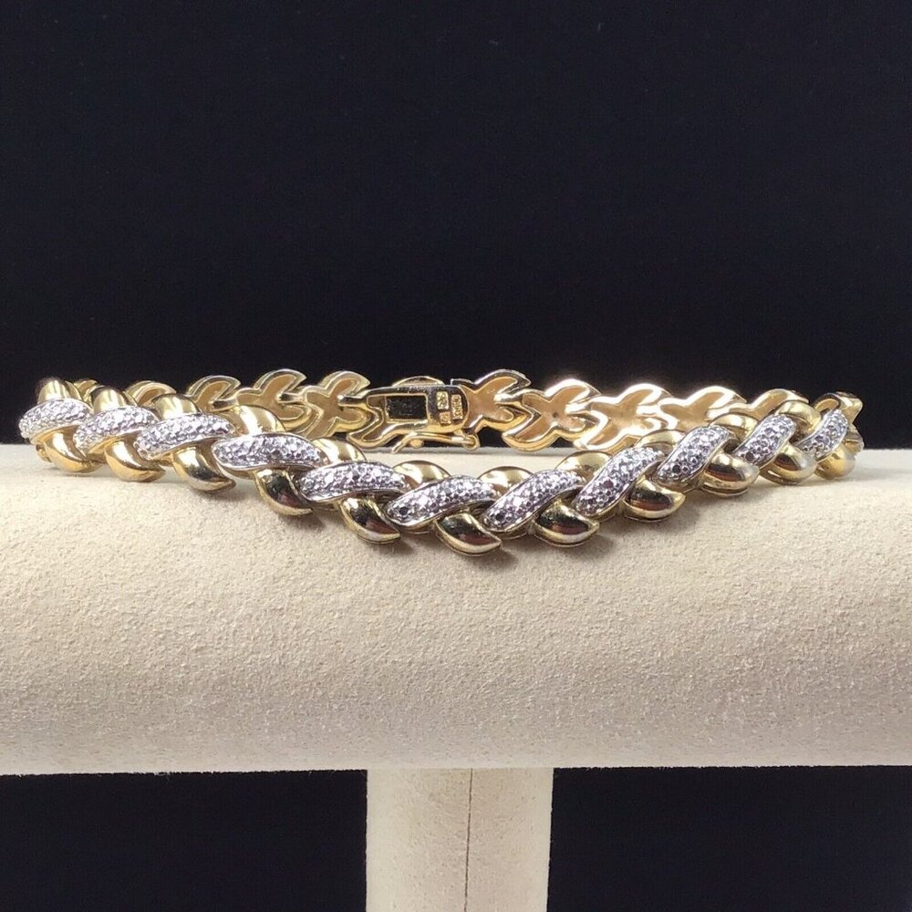 Ross Simons Gold Plated Sterling Silver Two Tone Bracelet 22.9gms 7.25”